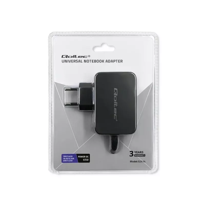 Univerzálny napájací zdroj QOLTEC 52414 65W s 10 vymeniteľnými konektormi