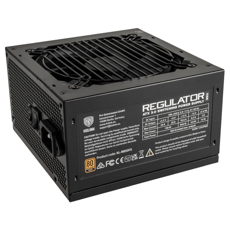 Kolink Regulator 80 PLUS Gold PSU, ATX 3.0, PCIe 5.0, modulárny - 850 Watt