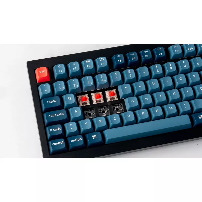 V6 Max, herná klávesnica čierna/modro-sivá, DE-layout, Gateron Jupiter Red, Hot-Swap, RGB