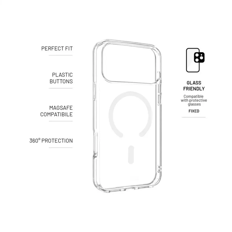 FIXED MagPure Zadný kryt z TPU/PC pre Apple iPhone 17 Pro Max, priehľadný