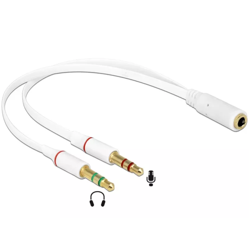 Audiokábel DeLOCK 65585 0,2 m 2 x 3,5 mm konektor samec na 3,5 mm konektor samica biely