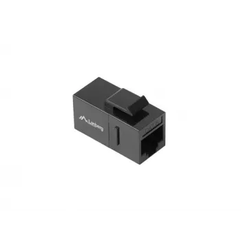 Keystone modul LANBERG KSU6-3000 — Cat6 U/UTP RJ-45 konektor samica na RJ-45 konektor samica, ploché prevedenie, čierny