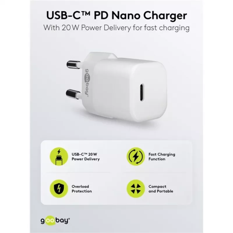 Goobay univerzálna čierna AC rýchlonabíjačka pre interiér 65403 USB Type-C 110-240V