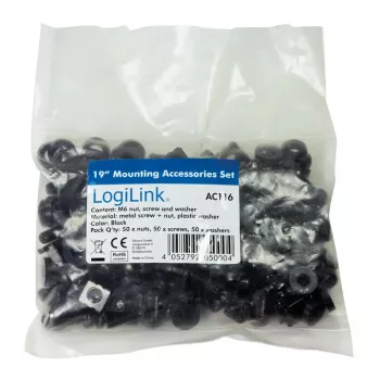 Sada skrutiek LOGILINK AC116 — 50 čiernych skrutiek pre rack príslušenstvo