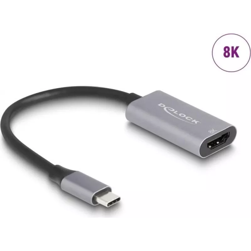DeLOCK USB grafický adaptér 7680 x 4320 pixelov čierny sivý