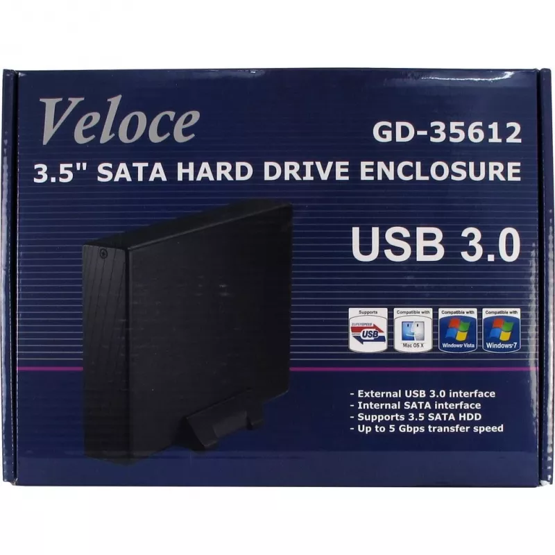 Inter-Tech Veloce GD-35612 - puzdro na disk - 3,5 palca (8,9 cm) - SATA 3 Gb/s - USB 3.0