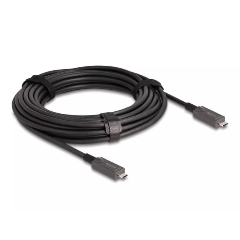 DeLOCK aktívny optický USB-C video + dáta + PD kábel 10 m čierny