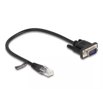 Delock sériový kábel RS-232, RJ45 samec na D-Sub 9 samec, 30 cm, čierny