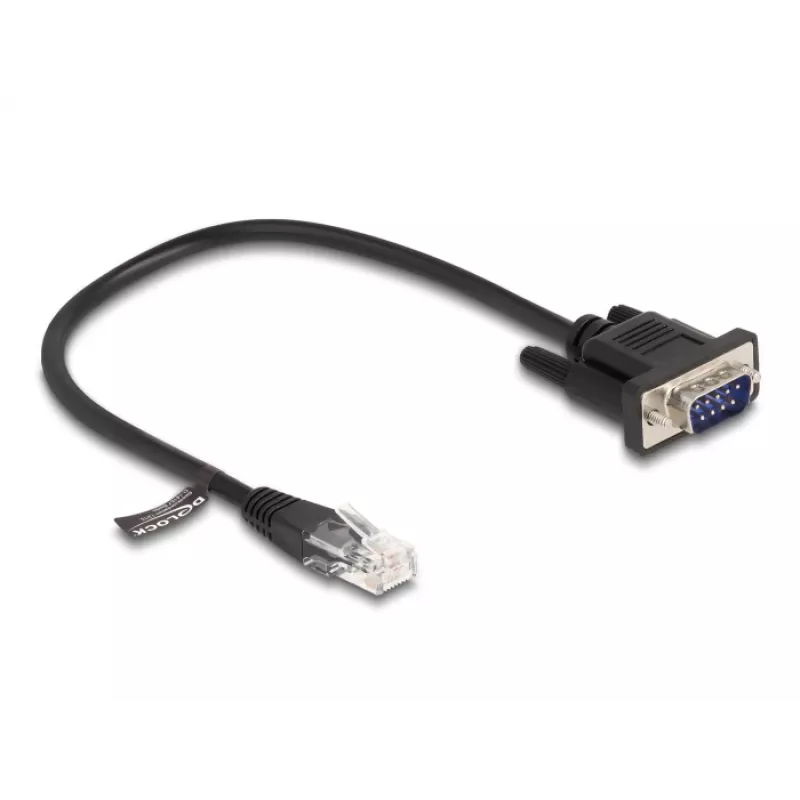 Delock sériový kábel RS-232, RJ45 samec na D-Sub 9 samec, 30 cm, čierny