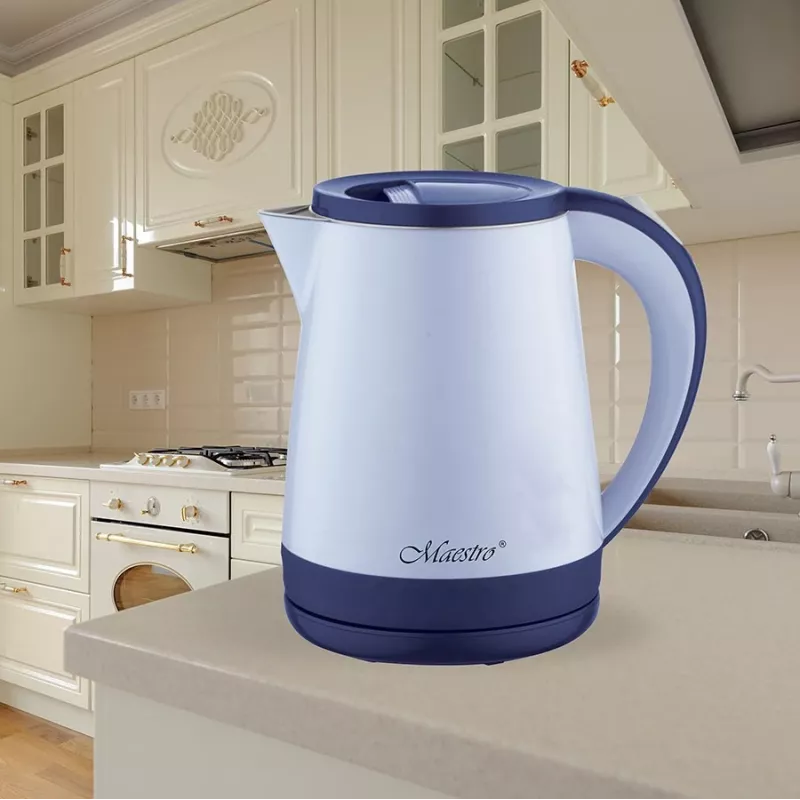 Rýchlovarná kanvica Maestro MR-037 1,2 l 1630 W nerez, modrá, 360° základňa