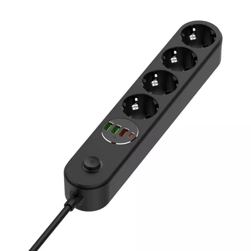 Predlžovacia zásuvka ColorWay CW-CHE44PDB — 4 zásuvky AC, 2 USB porty