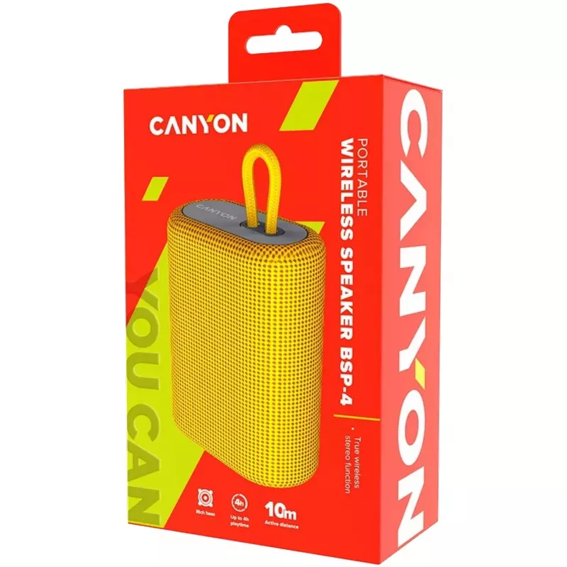 Prenosný stereo reproduktor Canyon BSP-4 žltý