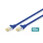 DIGITUS CAT 6A S/FTP sada patch káblov DK-1644-A-0025-B-10, 0,25 m, modrá, 10 ks