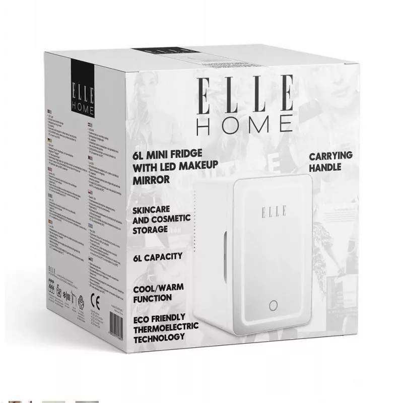 Mini chladnička s LED zrkadlom na líčenie Elle ESDAFX04WHEU 4 l biela