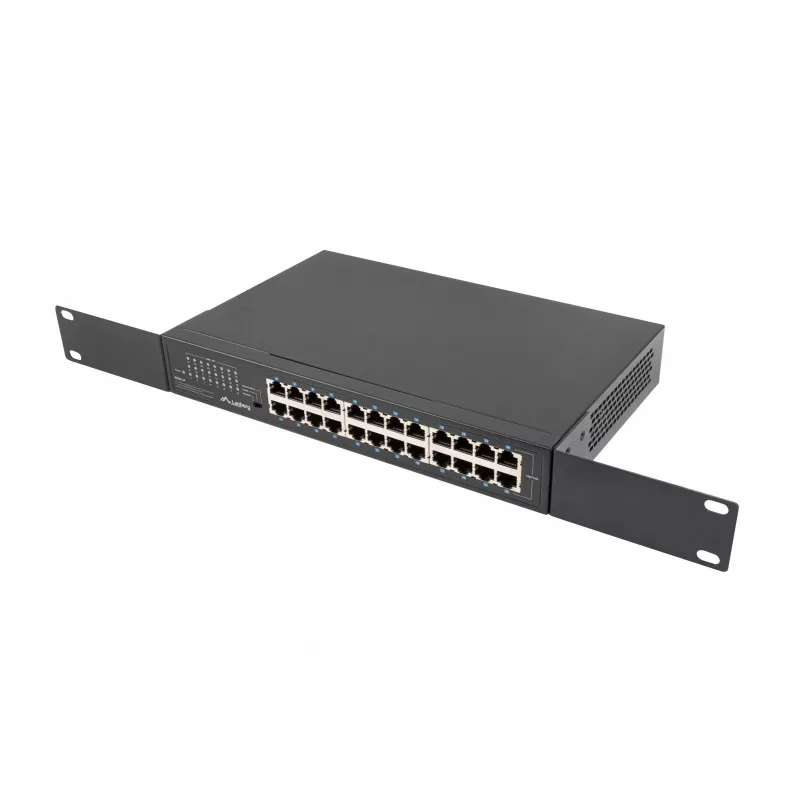 Neřízený switch LANBERG RSGE-24 — 24× Gigabit Ethernet 1U, rack-montovateľný, čierna