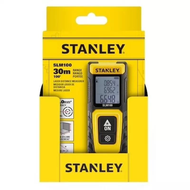 Diaľkomer STANLEY SLM100 — laserový dosah 30 m, kompaktný ručný merací prístroj