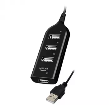 VAKOSS USB hub TC-234UX — 4-portový USB 2.0 hub, DC napájanie (5 V, 1 A), čierna