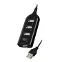 VAKOSS USB hub TC-234UX — 4-portový USB 2.0 hub, DC napájanie (5 V, 1 A), čierny