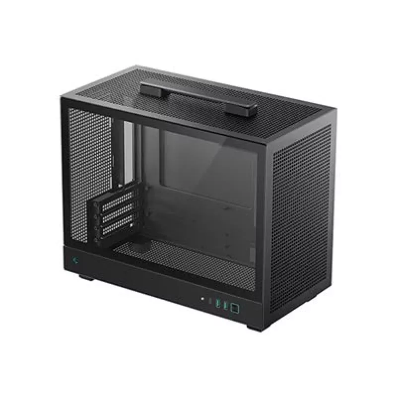 DeepCool CH160 PLUS R-CH160-BKNGM0-G kompaktná počítačová skriňa (SFF), Mini-ITX/Micro-ATX, tvrdené sklo, čierna