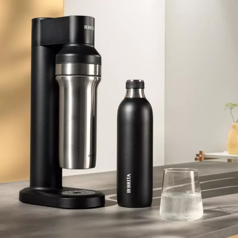 Fľaša na karbonizáciu BRITA 650 ml, nehrdzavejúca oceľ, čierna, vhodná do umývačky