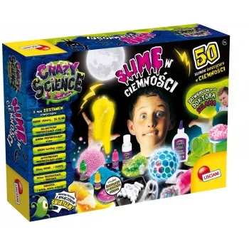 Vedecká stavebnica Liscianigiochi Crazy Science sliz v tme 304-PL89239 — experimentálna sada so slizom svietiacim v tme