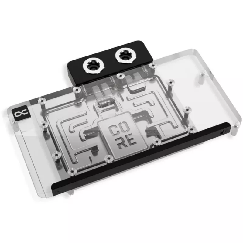 Vodný chladič grafickej karty Alphacool Core RX 9070 XT Hellhound+ transparentný chróm s backplate