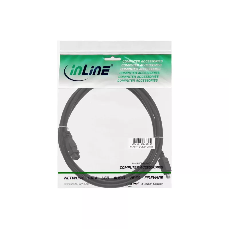 FireWire 400 na 800 kábel InLine 34901 1m konektor/konektor čierny