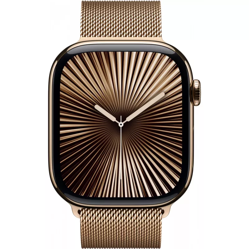 APPLE Watch Series 10 GPS + Cellular 46mm puzdro Gold Titan s Gold Milanese Loop – S/M