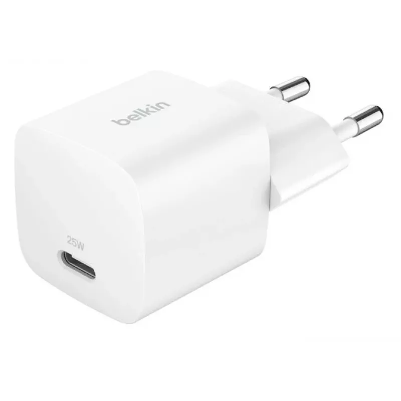 Nabíjačka Belkin BoostCharge 25W USB-C PD (interiér AC) biela — pre prenosné herné konzoly, smartfóny, tablety