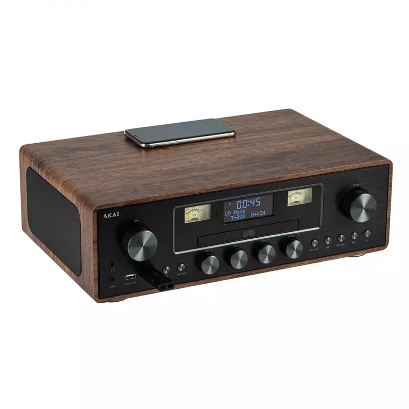 Micro-HiFi systém AKAI AM-100 RHAPSODY — kompaktný audio mini systém s integrovaným zosilňovačom a prehrávaním CD/USB