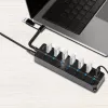 USB 3.2 Gen 1 hub, 7 portov s vypínačom, čierny