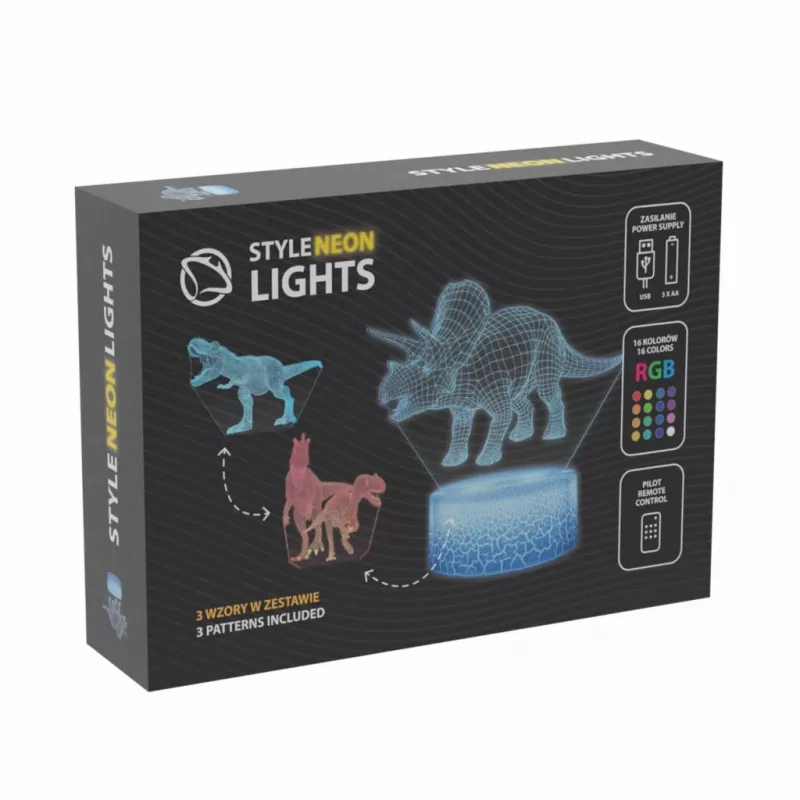 Stolná LED lampa MANTA SNL117RGB RGB 3D dinosaurus svetelná dekorácia