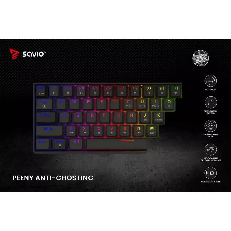 SAVIO BLACKOUT X2 mechanická klávesnica OUTEMU Red, Hot Swap