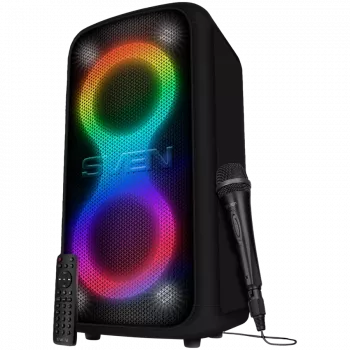Sven PS-1000 prenosný párty reproduktor 160 W, Bluetooth, FM, karaoke, čierny