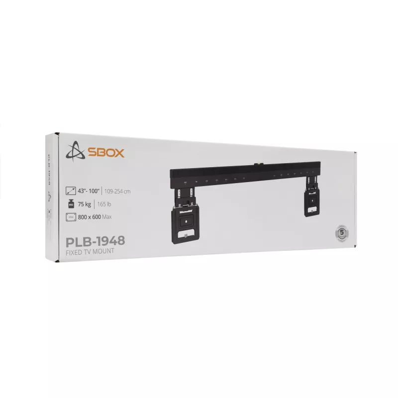 Sbox PLB-1948 pevný nástenný držiak na TV, 43-100 palcov, do 75 kg, VESA 800x600