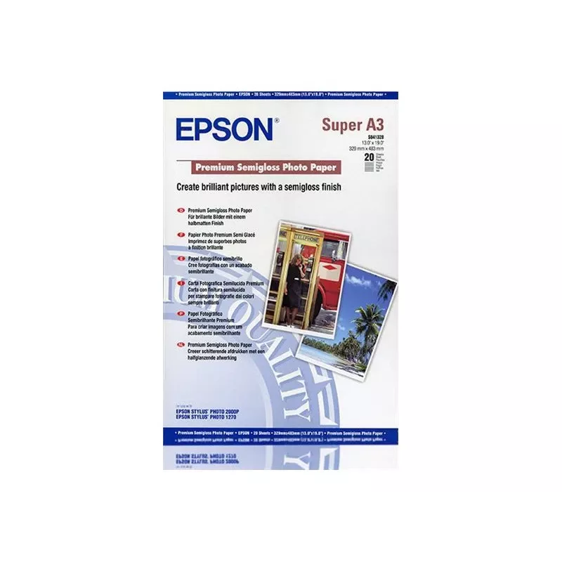Epson Premium Semigloss Photo Paper, DIN A3+, 250 g/m², 20 listov