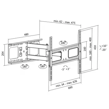 Držiak na TV LogiLink BP0028 177,8 cm (70 palcov) čierny