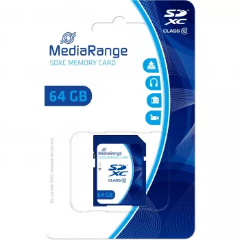 MediaRange - flash pamäťová karta - 64GB - Class 10 - SDXC - modrá (MR965)