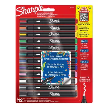 Akrylové fixky Sharpie Creative Marker 12 kusov guľatý hrot čierna