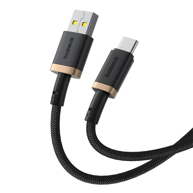 Baseus Dura USB Type A na typ C 60 W rýchlonabíjací kábel 2 m čierna, zlatá