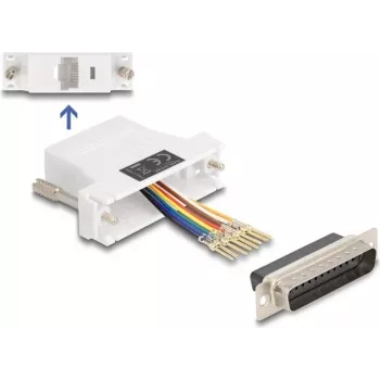 DeLOCK 67114 Montážna súprava D-Sub 25-pinový samec na RJ45 samicu, biela