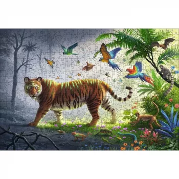 Drevené puzzle tiger v džungli (505 dielikov)