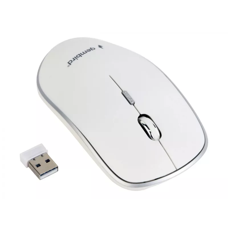 Bezdrôtová myš GEMBIRD MUSW-4B-01-W, obojručná, optická 1600 DPI, 4 tlačidlá, RF Wireless, biela