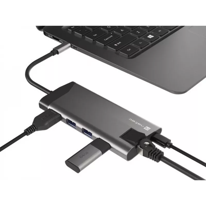 NATEC Fowler Plus USB Type-C čierna sivá MicroSD SD hub