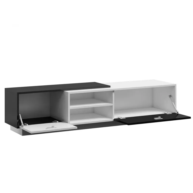 Cama TV skrinka SIGMA1 180 biela/čierna lesklá