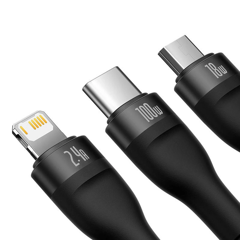 USB kábel Baseus SUP0003351 1,2 m USB A USB C/Micro USB-A/Lightning čierny