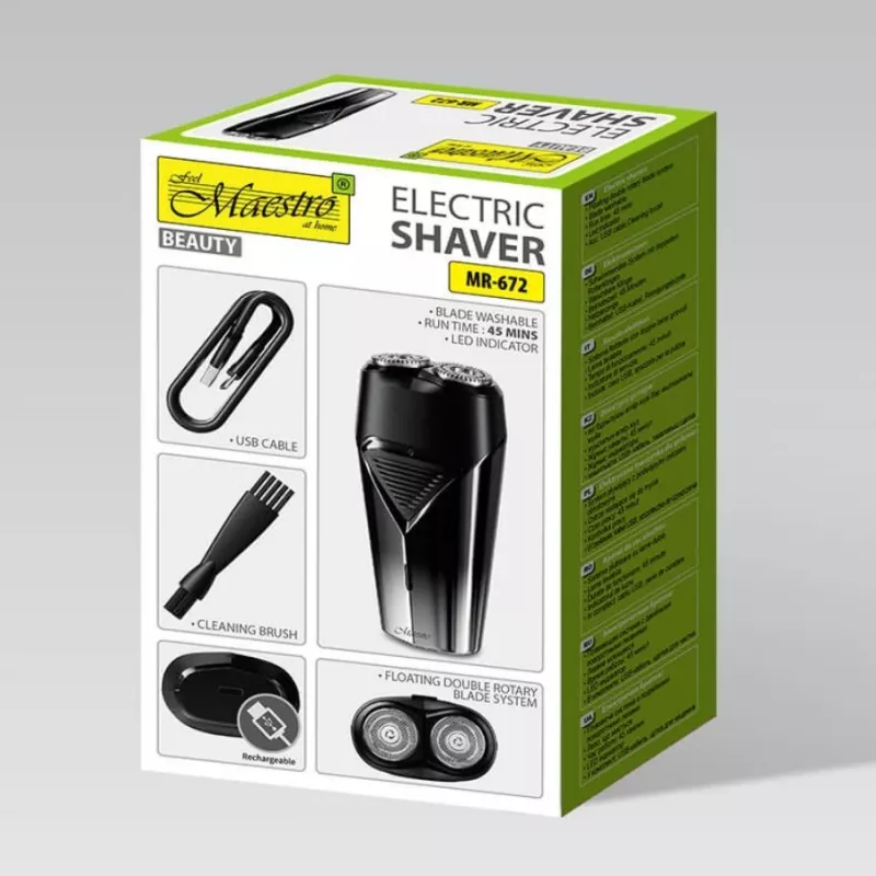 Elektrický holiaci strojček Maestro MR-672 USB nabíjateľný vodotesný – cestovný fóliový holiaci strojček