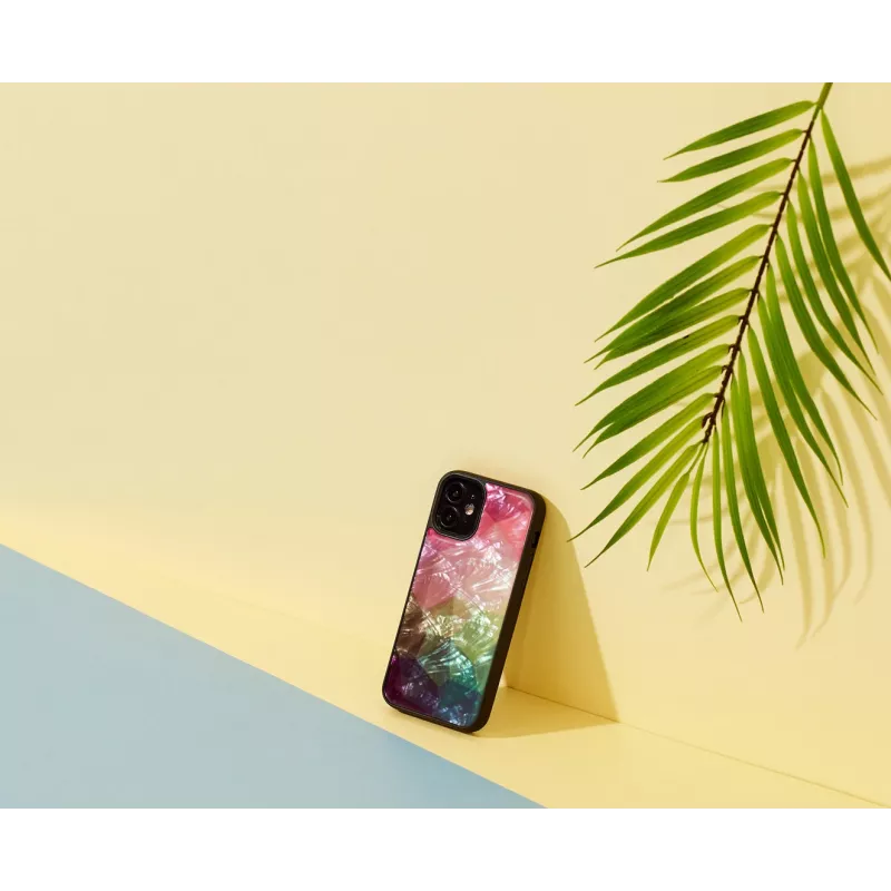 Ochranné puzdro iKins pre Apple iPhone 12 mini – dizajn vodných kvetov, čierne