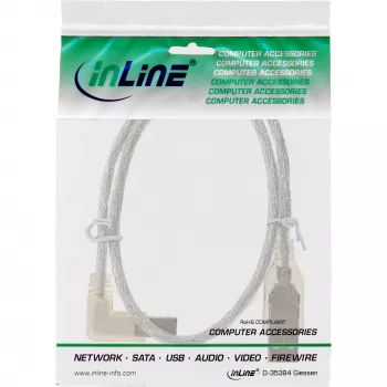 Microconnect USBAB5ANGLED-L USB kábel USB 2.0 5 m USB A USB B biely