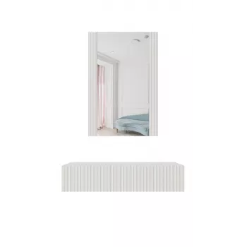 Toaletný stolík so zrkadlom cama meble PAFOS 80×41,6×100 cm, biela matná, MDF rám, 1 zásuvka